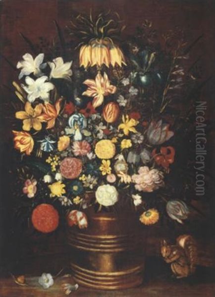 Blumenstilleben In Einem Holzbottich - view 1