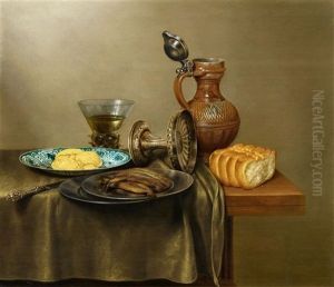 Still Life With A Herring, Rummer, Wanli Dish, And Bread by Gerrit Willemsz. Heda