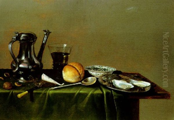 Nature Morte Aux Huitres, Au Pain, Et Au Port D'etain - view 1