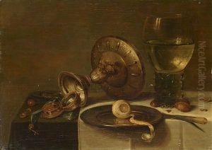 Nature Morte A La Tazza Romer Et Citron Dans Un Plat D"etain by Willem Claesz Heda