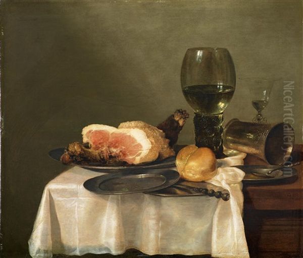 Ein Banketje Mit Einem Schinken by Willem Claesz Heda