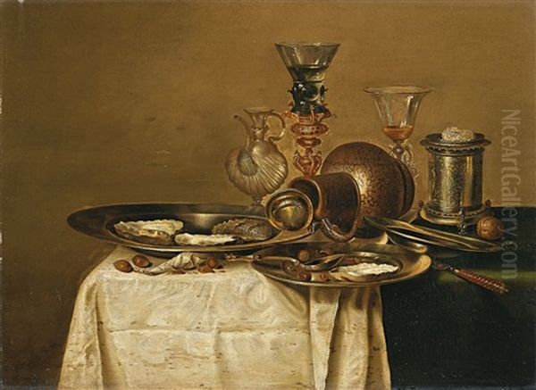 Stillleben Mit Glasern, Zinntellern Und Austern - view 1