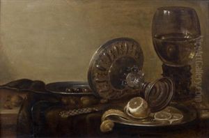 Nature Morte Aux Pieces D'orfevrerie, Verres Et Citron by Willem Claesz Heda