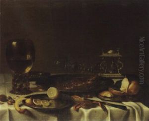 Stilleben Mit Hering, Romer Und Salzgeschirr by Willem Claesz Heda