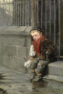 News-boy by Ralph Hedley