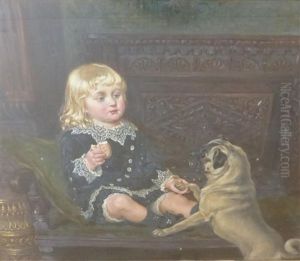 Portrait Of Aa Wilson (of Durham) As A Boy Seated On A Settle With A Pug