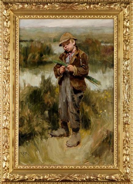 A Boy Plaiting Reeds - view 1