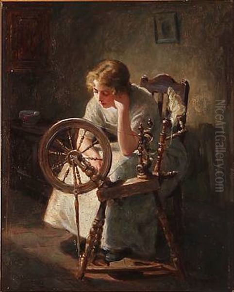 A Woman By A Spinning Wheel - view 1