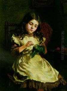 Darning The Sock by Ralph Hedley