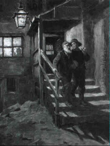 Two Customers Leaving The Stone Cellars - view 1