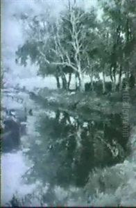 Boy Fishing In A River by Ralph Hedley