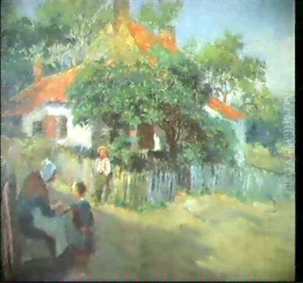 Hylton Ferry-an Old Woman Reading To Two Children - view 1