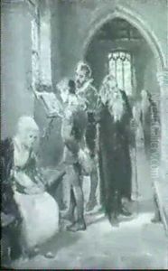 The Chained Bible, Alnwick Church by Ralph Hedley