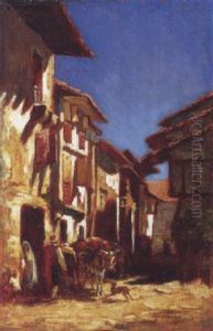 Scene De Village by Pierre-Edmond-Alexandre Hedouin