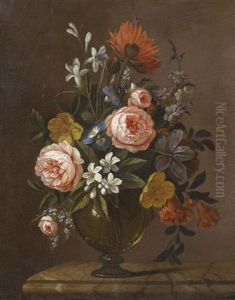 Blumenstrauss In Einer Glasvase by David Cornelisz Heem III