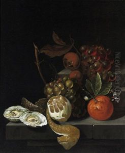 Stillleben Mit Sudfruchten, Austern Und Weintrauben by David Cornelisz Heem III