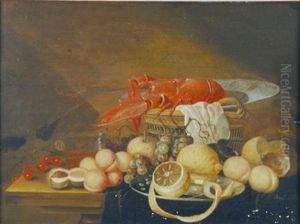Still Life With Lobster, Lemons, Nuts, Grapes And A Basket