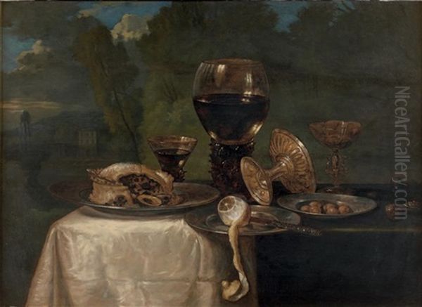 Nature Morte Au Verre Romer Et A La Tourte - view 1