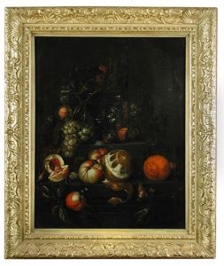 Still Life Of Fruit On A Ledge With A Glass Roemer by Cornelis De Heem