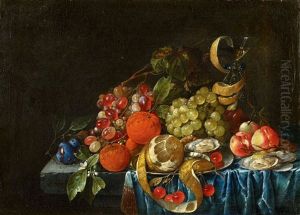 Fruit Still Life With Oysters And A Wine Glass