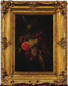 Sill Life Of Grapes, Cherry, Apple, Pomegranate, Fig, Corn And Castanea Dentata by Cornelis De Heem