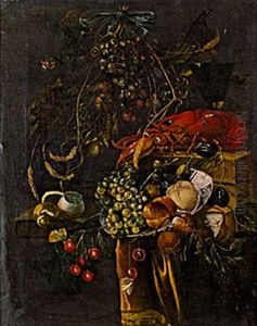 Stilleben Med Hummer Och Frukter