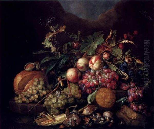 A Still Life Of Fruit On A Ledge - view 1
