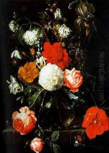 Bouquet De Fleurs Au Vase Translucide by Cornelis De Heem