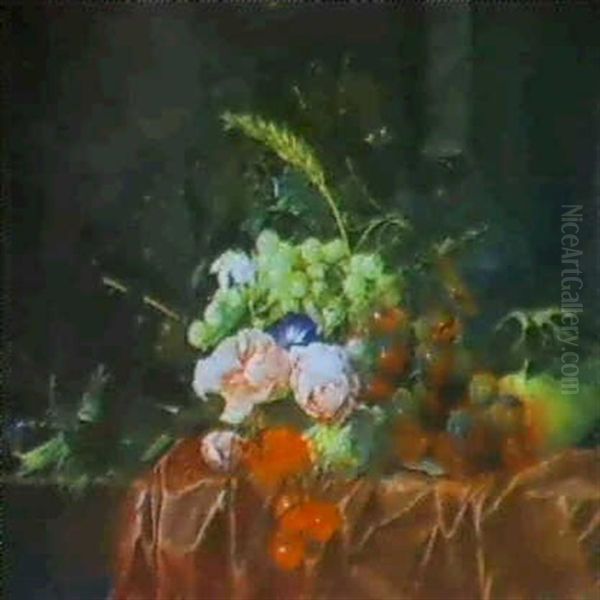 Ein Stilleben Von Rosen, Weintrauben Und Kirschen - view 1