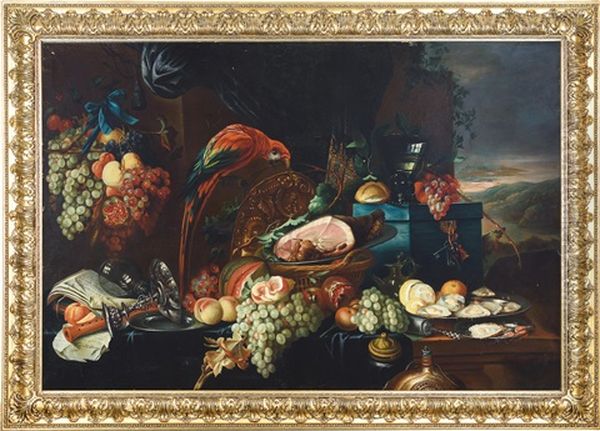 A Richly Laid Table With Parrot - view 1