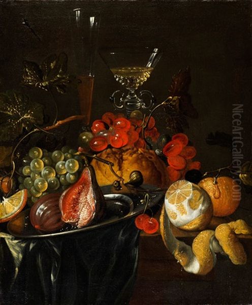 Fruchtstillleben Mit Zinnschale Und Glaspokal - view 1