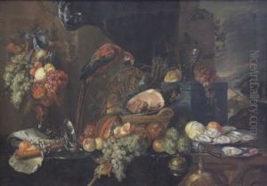 Sumptuous Still Life With Parrot by Jan Davidsz De Heem