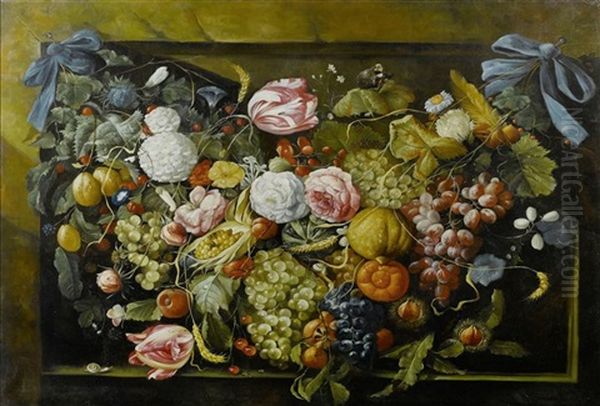 Large Still Life With A Fruit Garland - view 1