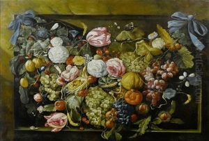 Large Still Life With A Fruit Garland