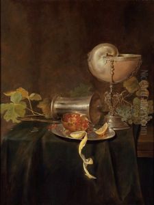 Prunkstillleben Mit Einem Nautiluspokal by Jan Davidsz De Heem
