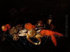 Stilleben Mit Obstschale, Muscheln Und Krebs by Jan Davidsz De Heem