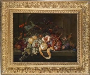 Ein Stillleben Mit Fruchten Und Nussen Auf Einem Steintisch by Jan Davidsz De Heem