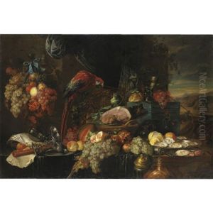 Natura Morta Con Frutta, Ostriche E Un Pappagallo by Jan Davidsz De Heem