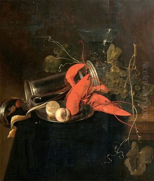 Nature Morte Aux Homards, Verre, Roemer Et Citron - view 1