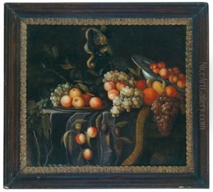 Stillleben Mit Weintrauben, Pfirsichen, Orangen Und Apfeln by Jan Davidsz De Heem