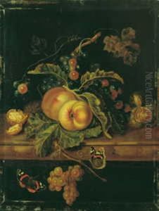 Fruchtestilleben Mit Schmetterlingen by Jan Davidsz De Heem
