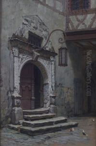 The Original Entrance To The Town Hall , Rothenburg by Elias Mollineaux Bancroft