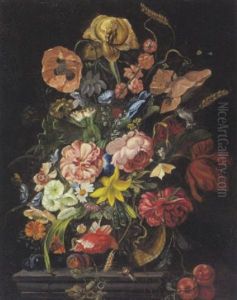 Blumenstraus In Einer Glasvase by Jan Davidsz De Heem
