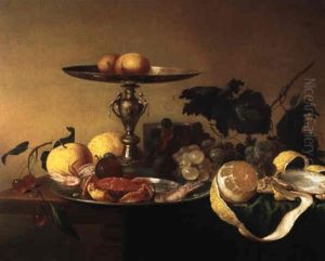 Stilleben Mit Apfeln, Pflaumen, Weintrauben Und Zitrone by Jan Davidsz De Heem