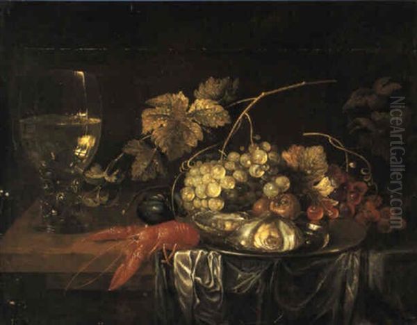 Still Life Of Fruit And Lobster On Table With Roemer - view 1