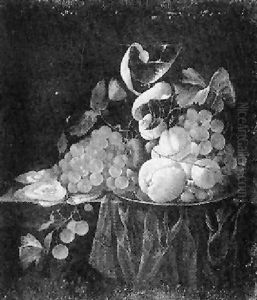 Still Life With Fruits And A Glass Cup On A Table by Jan Davidsz De Heem