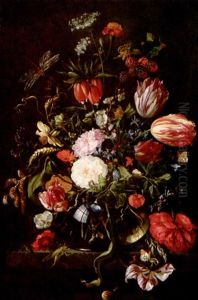 Still Life Of Variegated Tulips