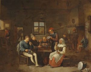 Tavern Scene With Peasants by Egbert Van Heemskerck