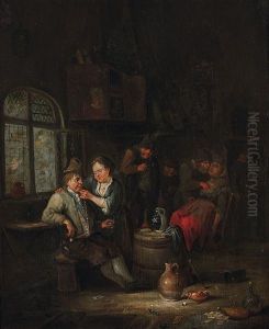 Dans La Taverne by Egbert Van Heemskerck