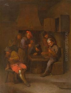 Men Playing And Smoking In A Tavern
